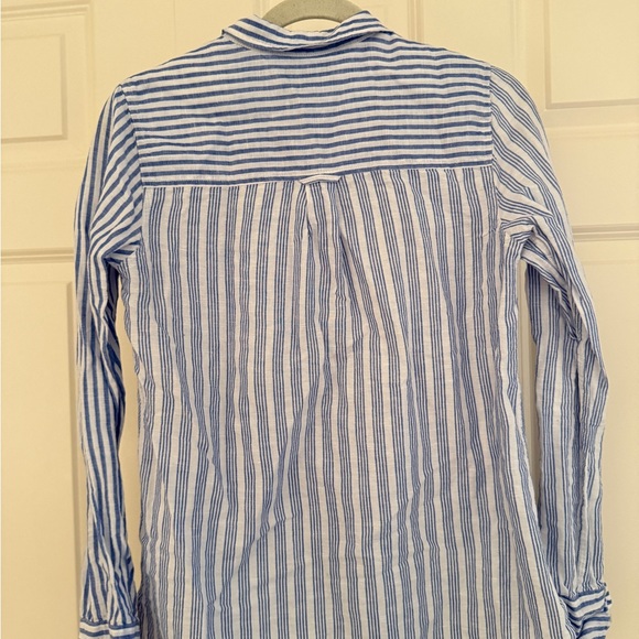 J. Crew Linen-Cotton Striped Button-Down Shirt - Size 4 - Picture 3 of 4